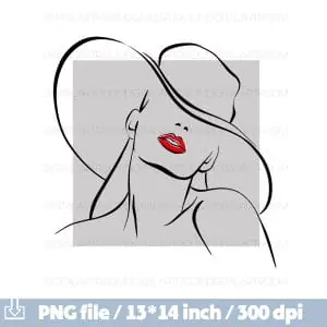 Lady red in lipstick Png sublimation Clipart