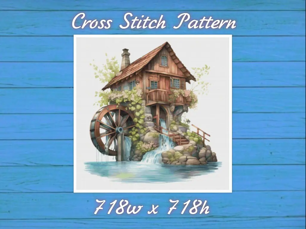 House with a Mill Cross Stitch Pattern Vintage Counted 779 718 1 House with a Mill Cross Stitch Pattern Vintage Counted 779 718