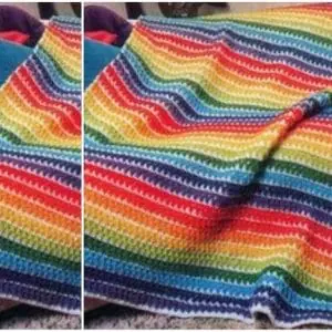 Vintage Crochet Pattern Afghan Rainbow Ripple