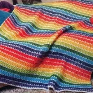 Vintage Crochet Pattern Afghan Rainbow Ripple