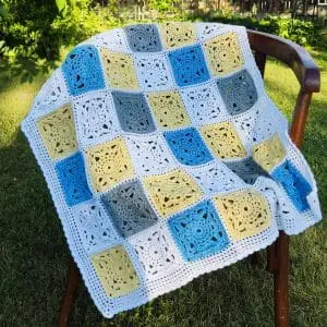 Wool crochet blanket for baby, Warm blanket, Granny square knit