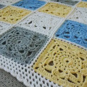 Wool crochet blanket for baby, Warm blanket, Granny square knit