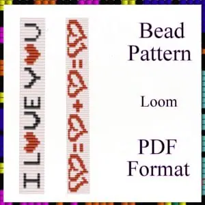 Loom stitch Bead bracelet pattern Red heart Set patterns PDF