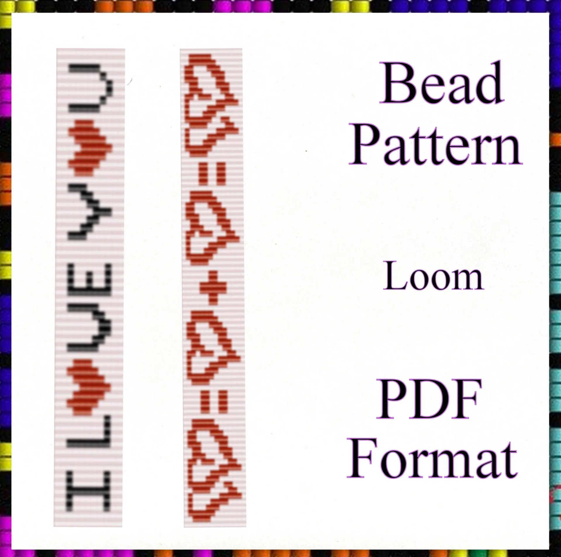 Loom stitch Bead bracelet pattern Red heart Set patterns PDF 1 Loom stitch Bead bracelet pattern Red heart Set patterns PDF