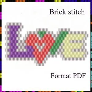 Brick stitch pattern Love inscription pendant Valentine's Day PDF