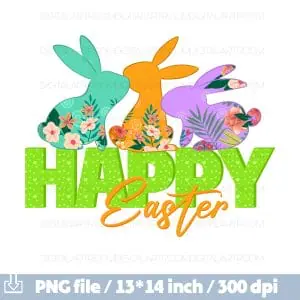 Bunnies Easter Sublimation Png Clip Art