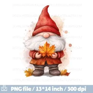 Fall gnome png art print Sublimation design