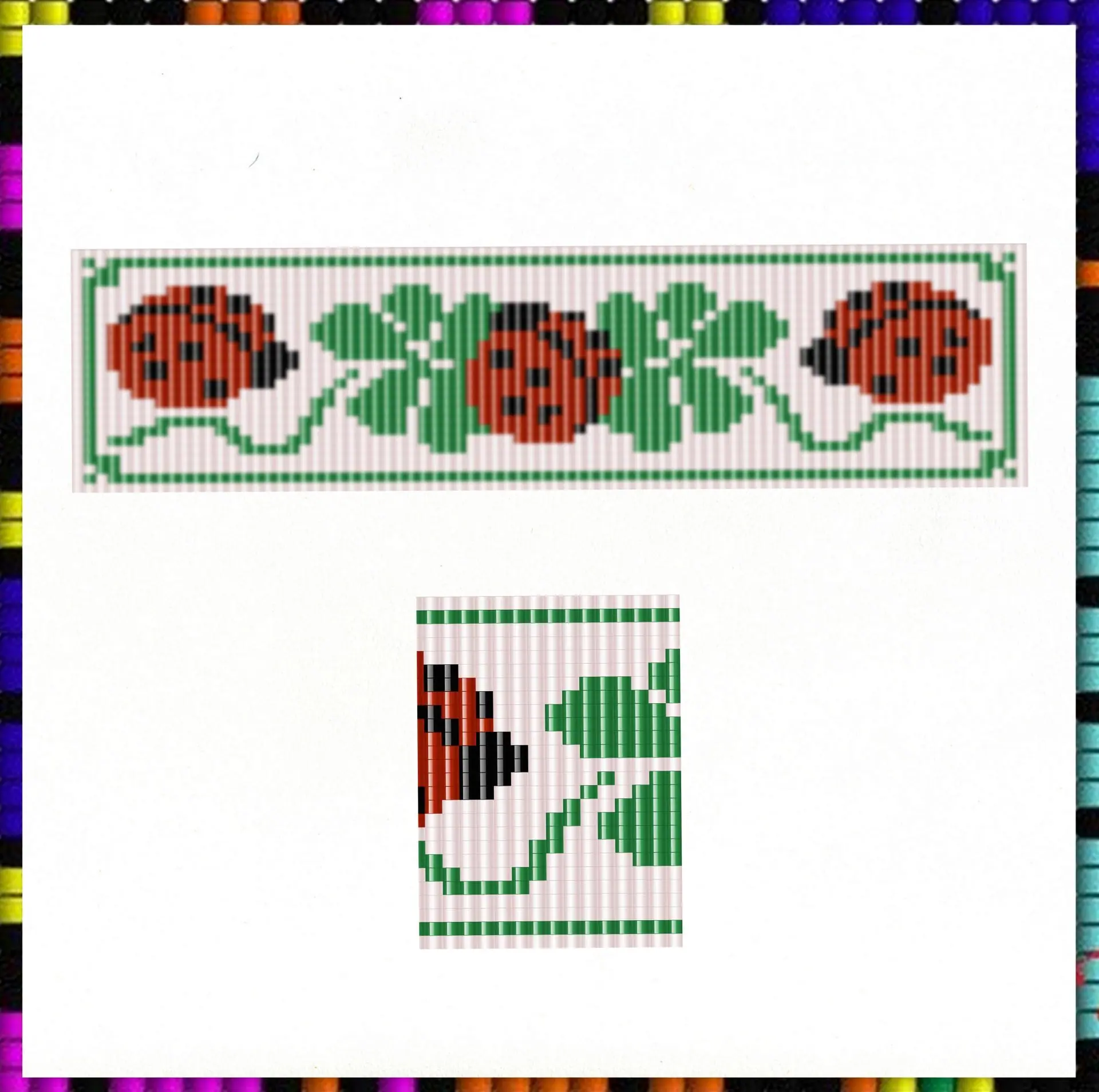 Loom beaded bracelet Ladybug and shamrock Miyuki delica PDF file 2 Loom beaded bracelet Ladybug and shamrock Miyuki delica PDF file