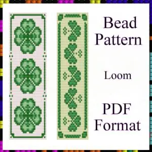Loom beaded bracelet pattern Four-leaf clover Shamrocks PDF file
