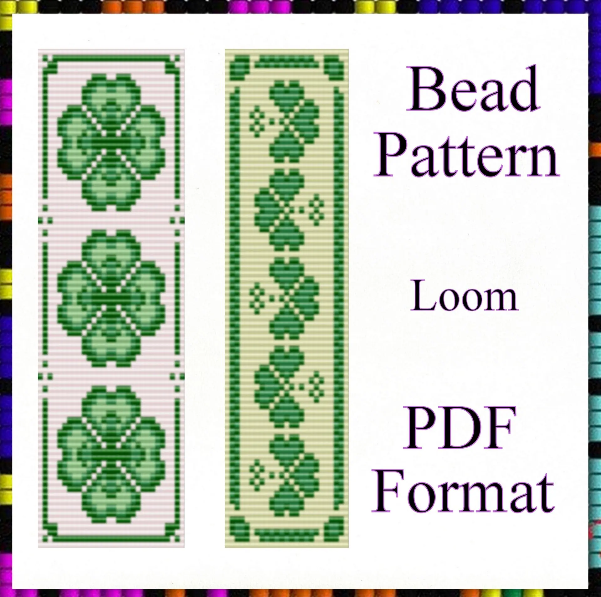 Loom beaded bracelet pattern Four-leaf clover Shamrocks PDF file 1 Loom beaded bracelet pattern Four-leaf clover Shamrocks PDF file