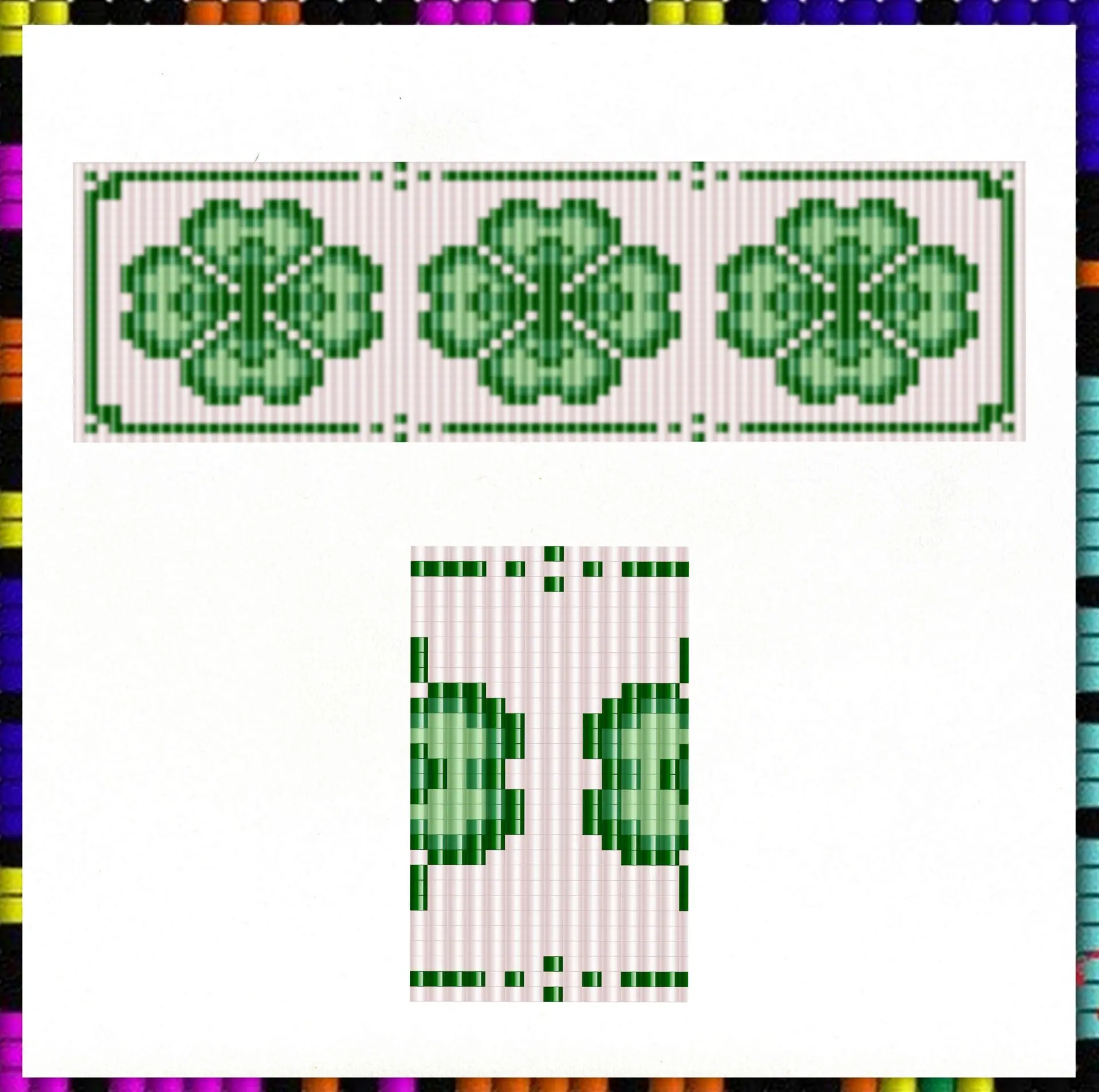Loom beaded bracelet pattern Four-leaf clover Shamrocks PDF file 3 Loom beaded bracelet pattern Four-leaf clover Shamrocks PDF file