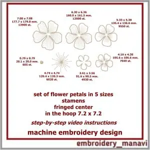 3D organza Flowers in the hoop Machine embroidery designs
