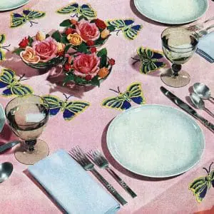 Vintage butterfly luncheon cloth, crochet applique pattern, pdf