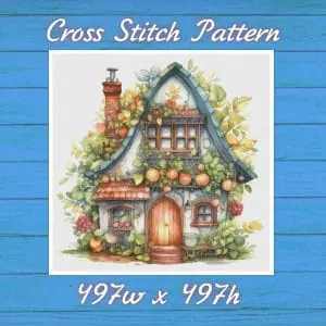 Crealandia - Handmade Marketplace 231 Cottage Cross Stitch Pattern Vintage Counted DIY 803 497