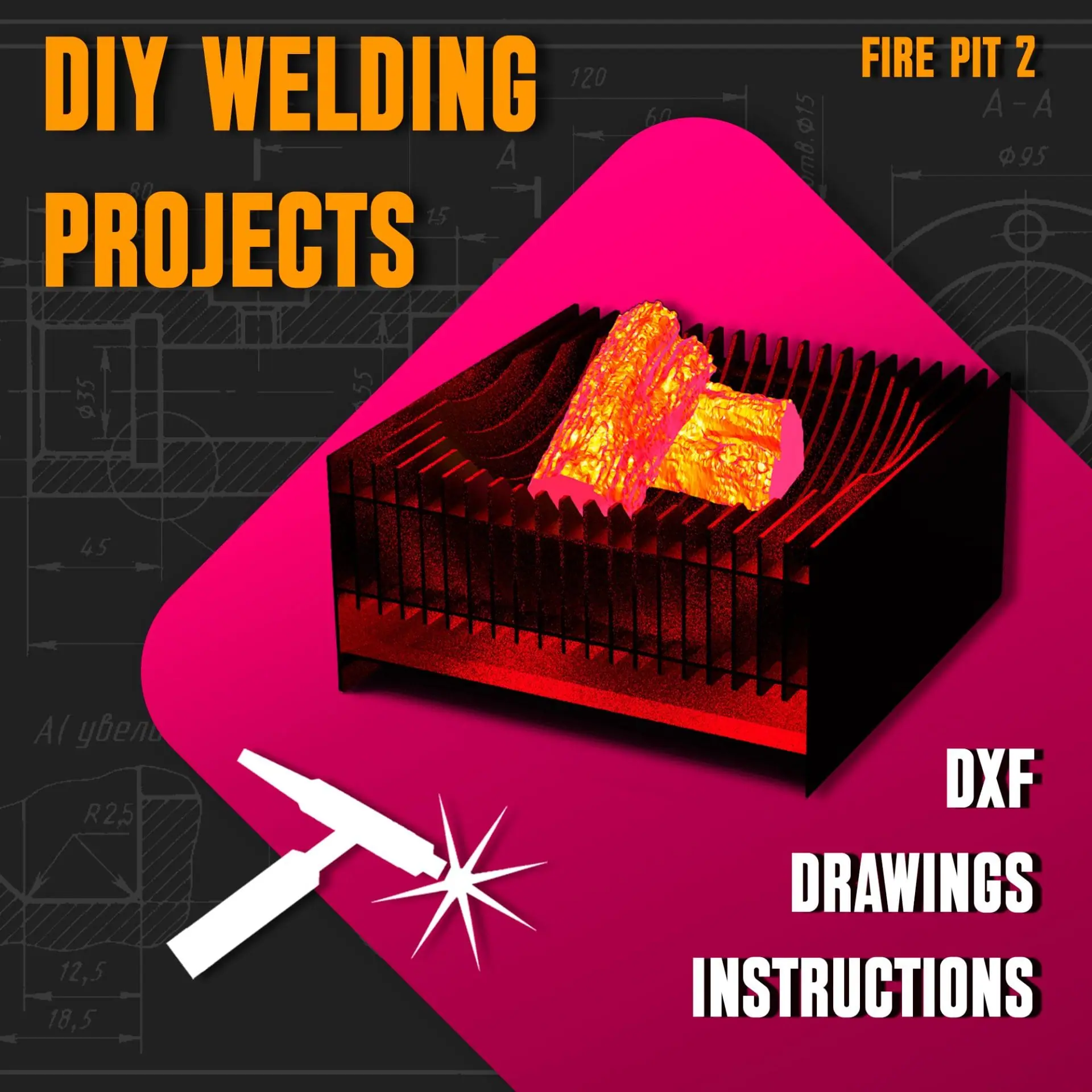 Welding Project Plans Drawings Fire Pit 2 (DXF, PDF)