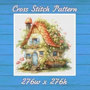 Crealandia - Handmade Marketplace 212 Cottage Cross Stitch Pattern Vintage Counted 809 276