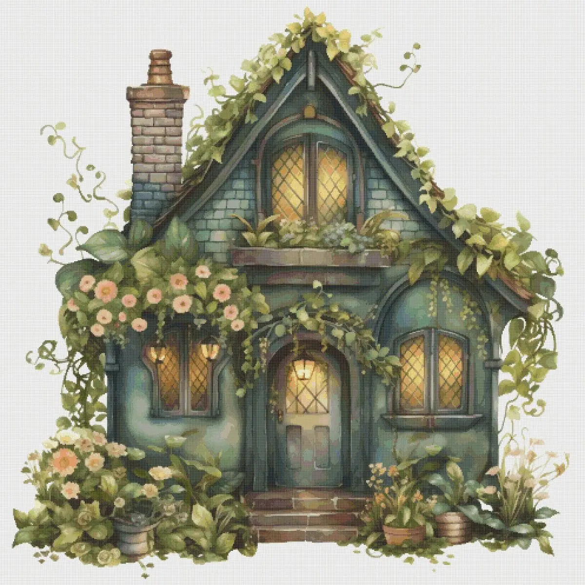 Cottage Cross Stitch Pattern Vintage Counted 822 718 - Image 2