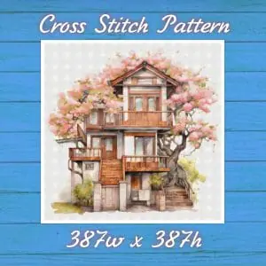 Cottage Cross Stitch Pattern Vintage Counted DIY 830 387