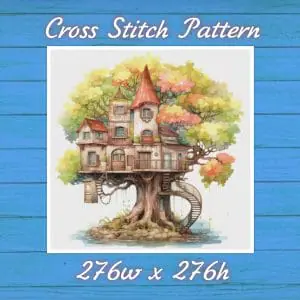 TreeHouse Cross Stitch Pattern Vintage Counted DIY 831 276