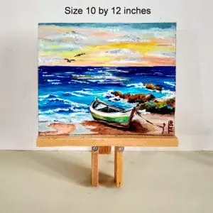 Boats Painting Ocean Seascape Coastal Painting