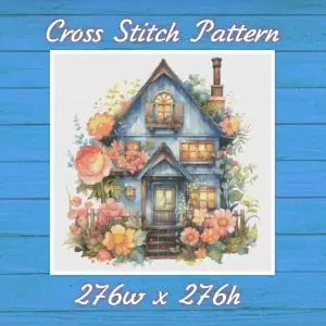 Cottage Cross Stitch Pattern Vintage Counted DIY 866 276