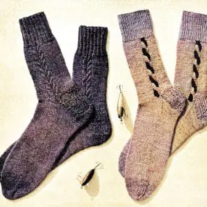 Vintage cable clock, two-tone cable clock socks, knitting pattern