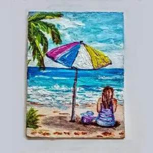 Girl Beach Painting Umbrella Painting