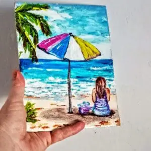 Girl Beach Painting Umbrella Painting