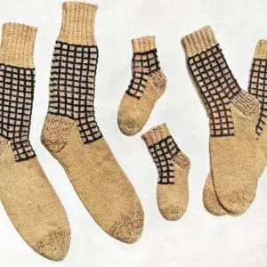 Vintage child's, men's, ladies' checked socks, knitting pattern