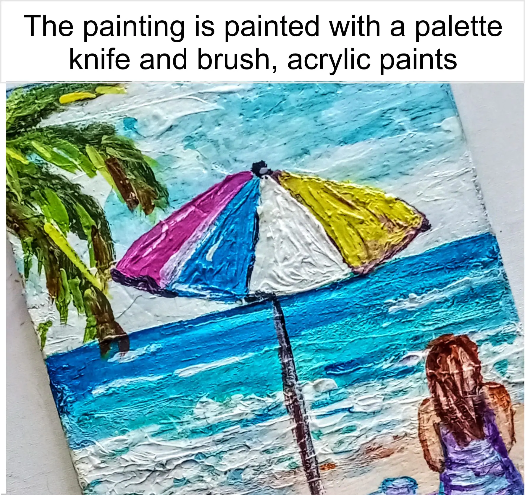 Girl Beach Painting Umbrella Painting Crealandia