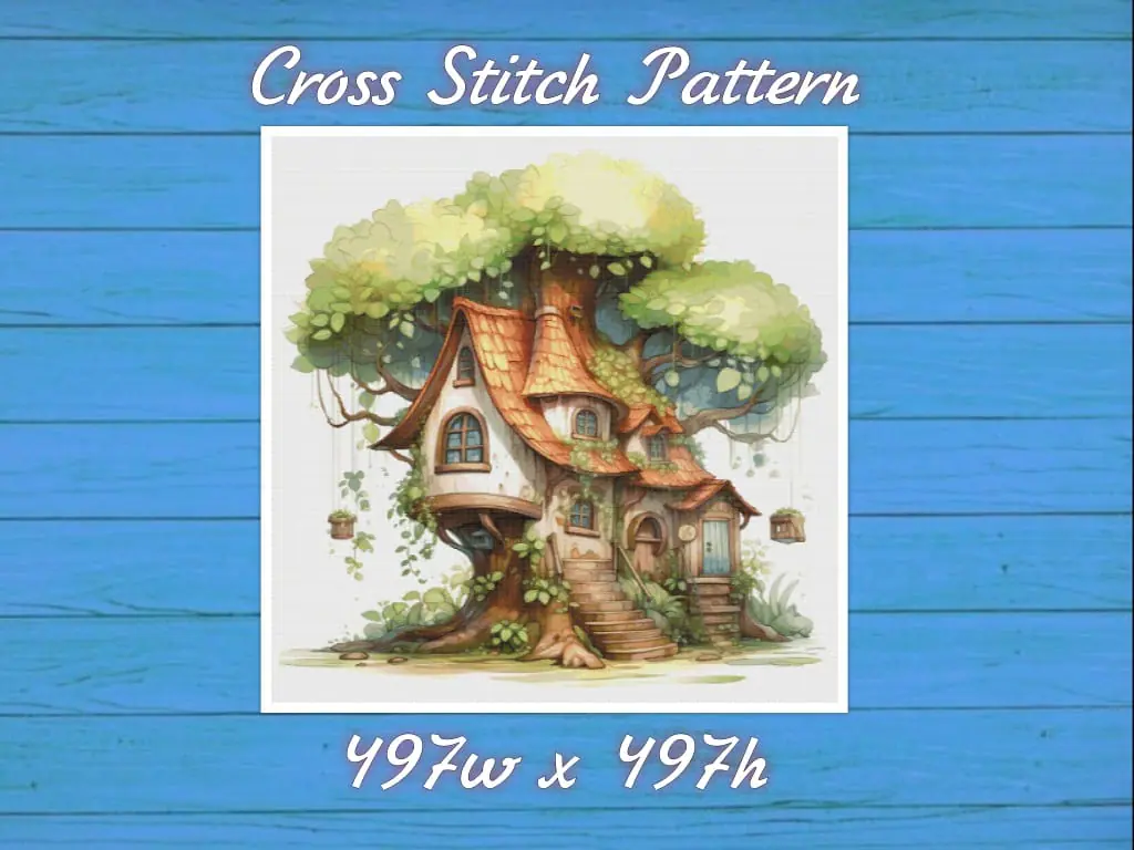 TreeHouse Cross Stitch Pattern Vintage Counted 807 497 1 TreeHouse Cross Stitch Pattern Vintage Counted 807 497