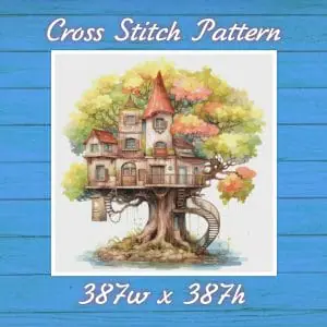 TreeHouse Cross Stitch Pattern Vintage Counted DIY 831 387