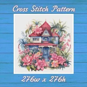 House in Garden Cross Stitch Pattern Vintage Counted 706 276