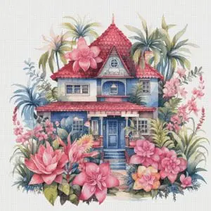 House in Garden Cross Stitch Pattern Vintage Counted 706 276