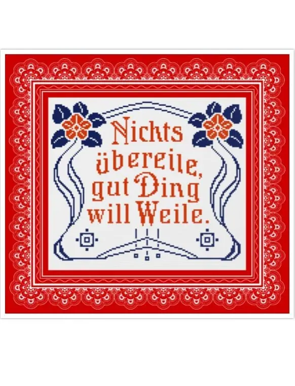 Slogan Cross Stitch Pattern Antique Sampler
