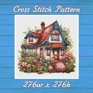 House in Garden Cross Stitch Pattern Vintage Counted 699 276