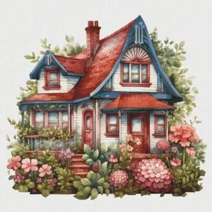House in Garden Cross Stitch Pattern Vintage Counted 699 276