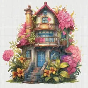 Cottage Cross Stitch Pattern Vintage Counted 725 276