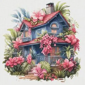 Cottage Cross Stitch Pattern Vintage Counted 745 276