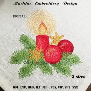 Christmas Candle embroidery design