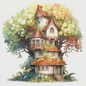 TreeHouse Cross Stitch Pattern Vintage Counted DIY 814 276