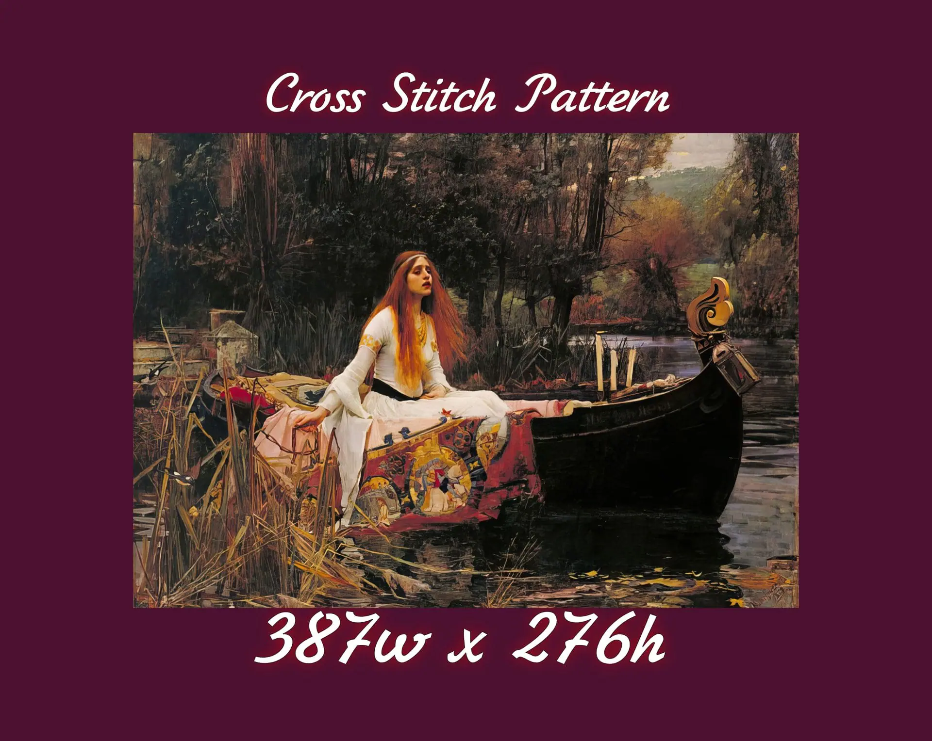 Vintage Cross Stitch Pattern John William Waterhouse 2 387 1 Vintage Cross Stitch Pattern John William Waterhouse 2 387
