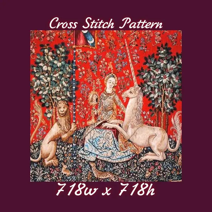 Vintage Cross Stitch Pattern The Lady with the Unicorn 8 718