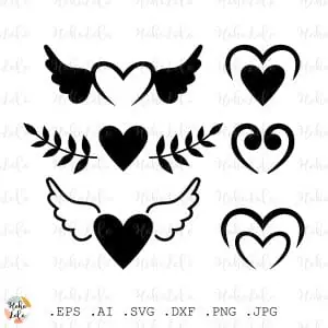 Heart Svg Silhouette Cricut Stencil Templates Dxf