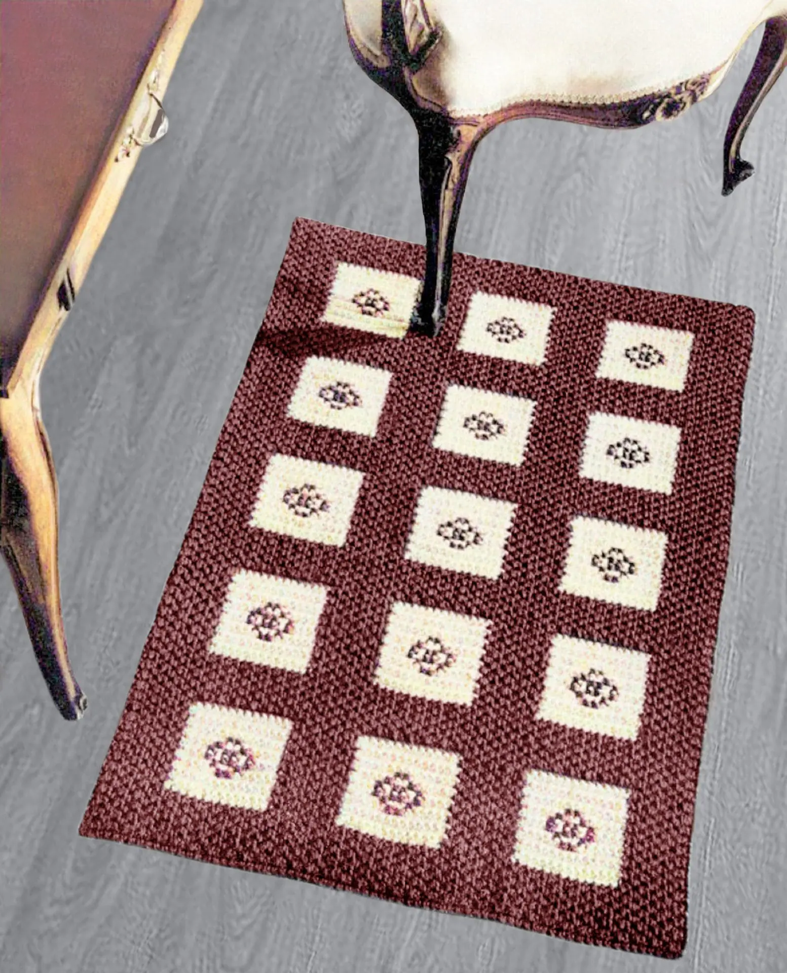 Pattern vintage, embroidered blocks, rug crochet, home decor, pdf 1 Pattern vintage, embroidered blocks, rug crochet, home decor, pdf