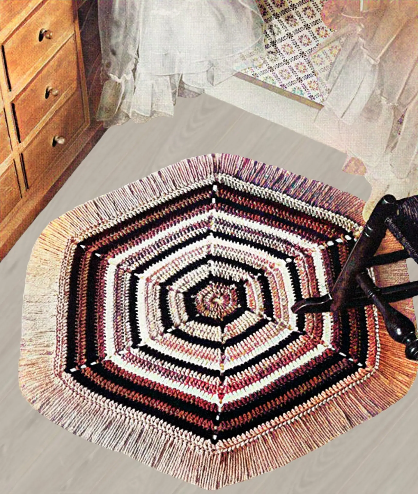 Rug country home crocheted, pattern vintage, home decor, PDF 1 Rug country home crocheted, pattern vintage, home decor, PDF