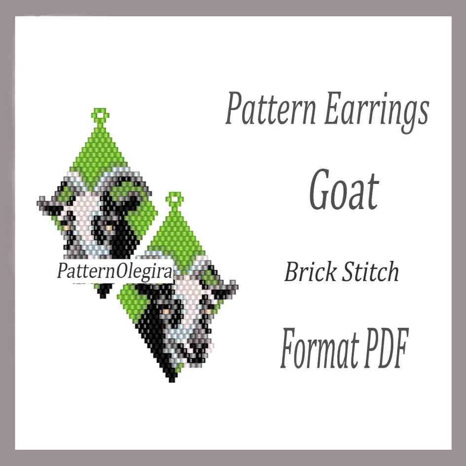 GOAT Earrings bead pattern PDF Bead brick stitch pattern 1 Goat Earrings bead pattern Goat bead pattern Beading pattern Olegirabeadpatterns