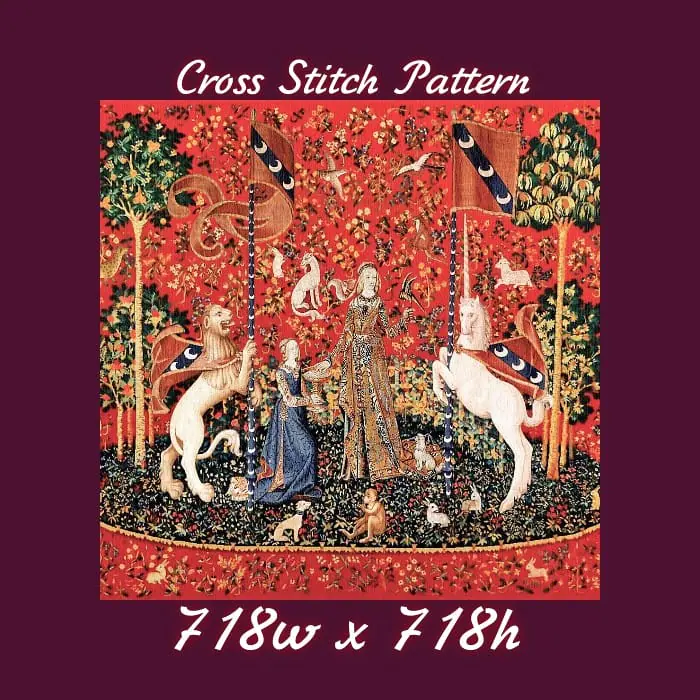 Vintage Cross Stitch Pattern The Lady with the Unicorn 9 718