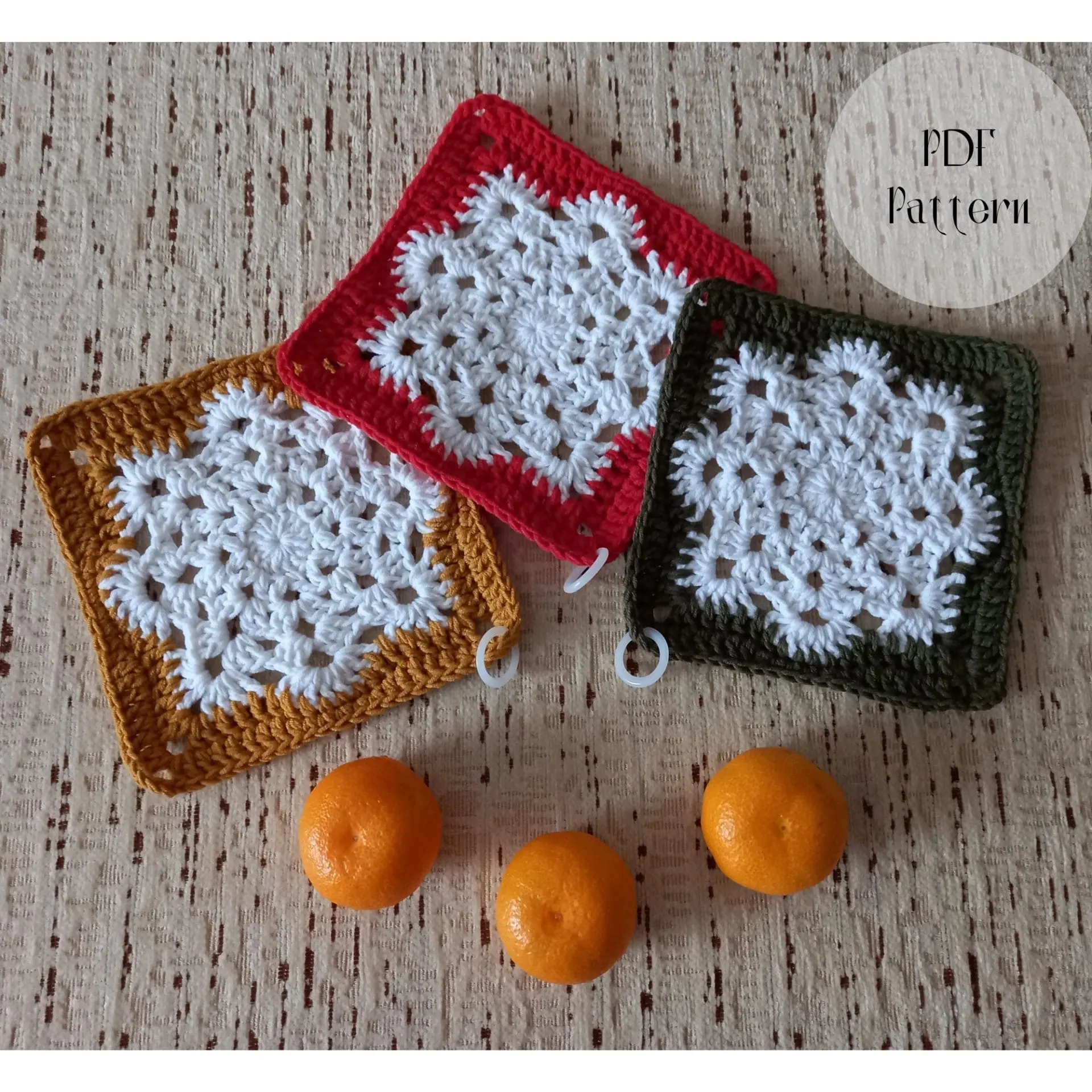 Crochet pattern potholder, Hot pad, Snowflake pattern 3 Crochet pattern potholder, Hot pad, Snowflake pattern - Image 3