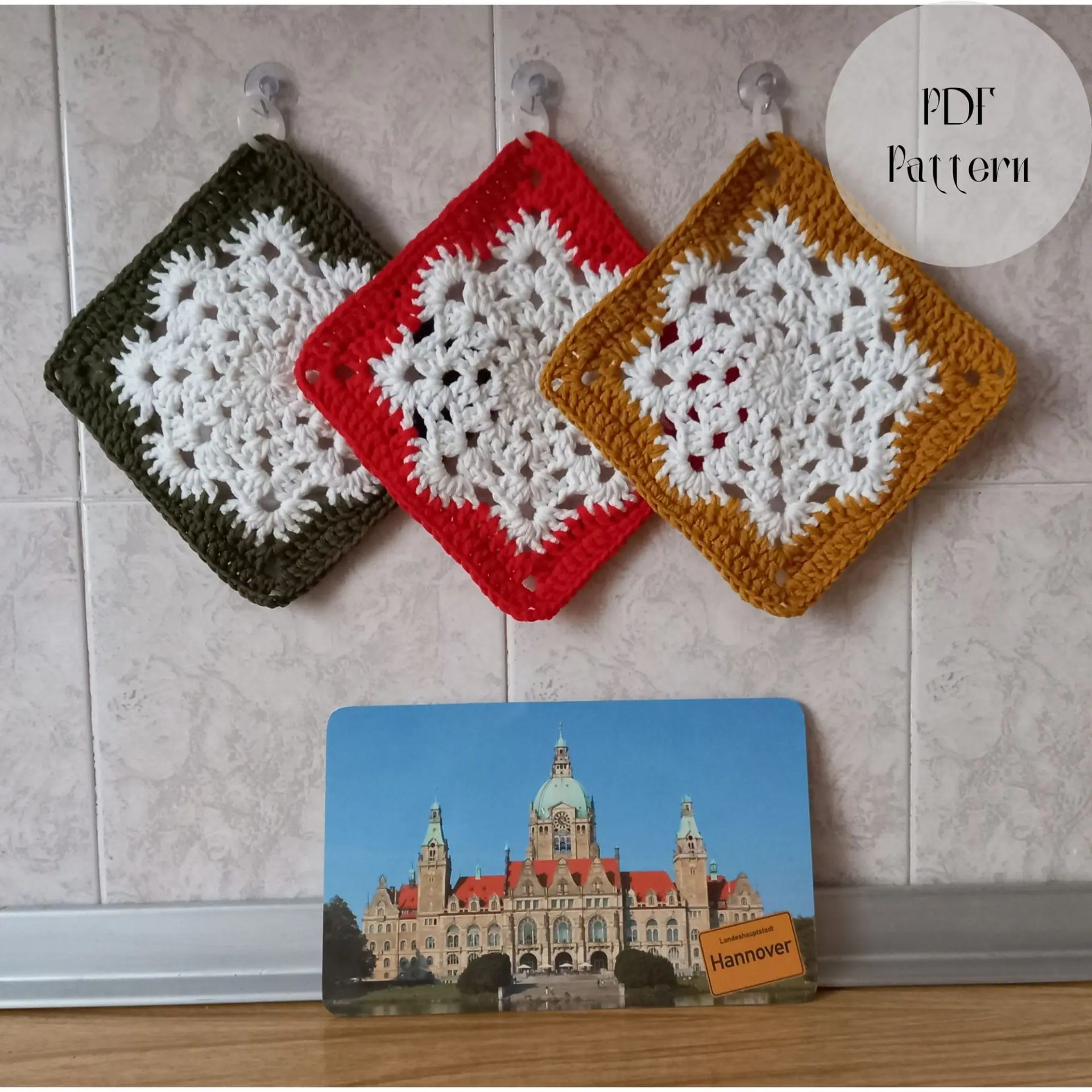 Crochet pattern potholder, Hot pad, Snowflake pattern 4 Crochet pattern potholder, Hot pad, Snowflake pattern - Image 4